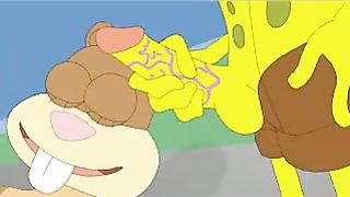 Versión porno de la caricatura Bob Esponja: Sandy Trío