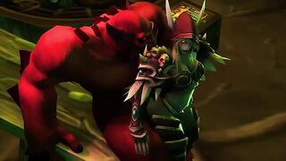 Los hombres y los monstruos follan al elfo de color tetona bajo el mínimo