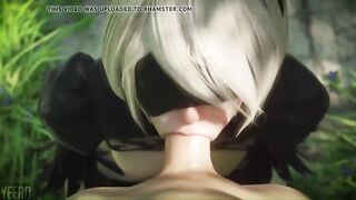 Yorha de Nier: Automata chupa a Dick afeitado partidiz en el bosque