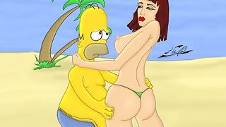 Una selección de dibujos porno con los personajes de la caricatura "Simpsons".