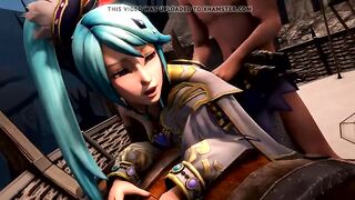 La bruja Lana de los guerreros de Hyrule se saca de la polla y folla el cáncer