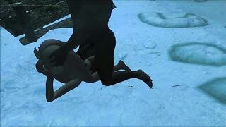 Elisif fucks Negro y el anfitrión blanco de los pergaminos de élder