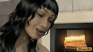 El multimillonario está entregando a los reporteros de coño en el piso en la sala de estar.