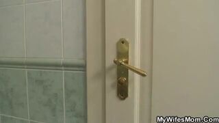 Mother-in-law found his brother-in-law in the bathroom for a handjob and fucked him