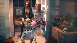 Hermaphrodite roughly fuck the fairy's mouth in front of her masturbating girlfriend