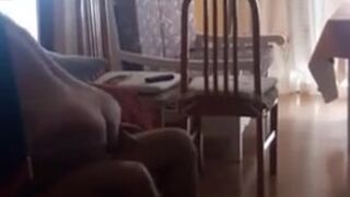 Husband spies how his wife is riding her lover's dick and moans loudly