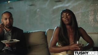 Mulatto fucked friend's wife on the kitchen table in the middle of the night