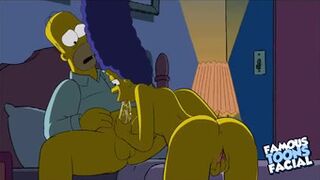 Marge digitación dick para Homer Simpson y dando una mamada