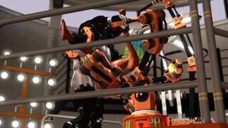 sexo masculino android folla duro a una mujer caliente con grandes tetas en el laboratorio de ciencia ficción